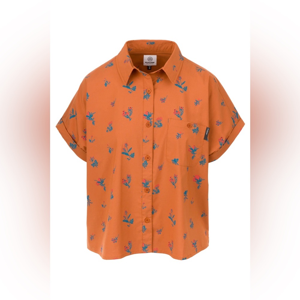 FLYFLOW GEAR Around Town Shirt Sun-kissed Floral Print Button Up SZ M